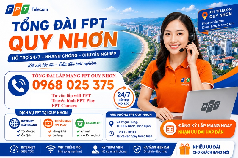 Tổng đài FPT Quy Nhơn Bình Định - Số điện thoại FPT Quy Nhơn: 0968025375
